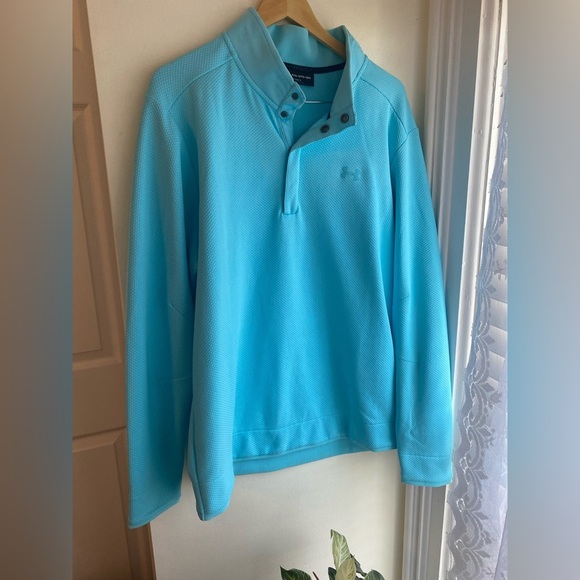 Under Armour Golf XXL ColdGear 1/4 Snap Long Sleeve Thermal Blue Pullover Shirt - Picture 1 of 7